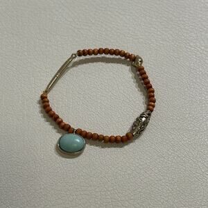 Womens Brown and Turquoise Beaded Bracelet